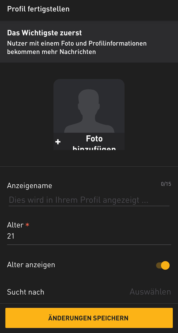 Grindr Profil erstellen